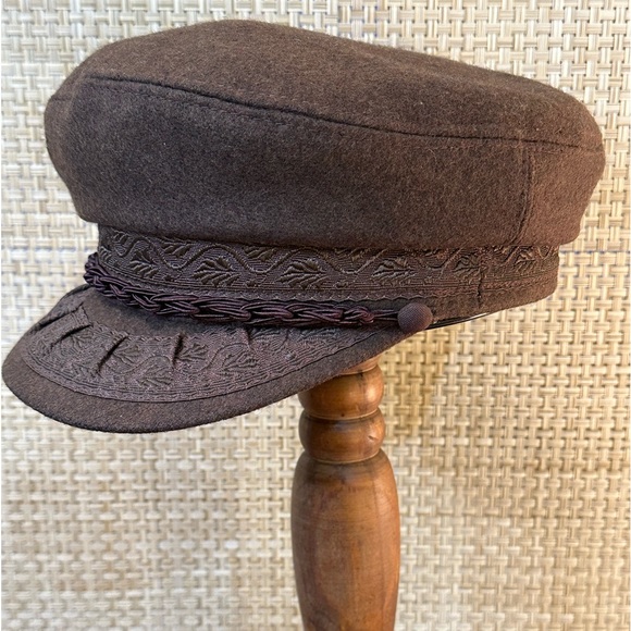 🌟HP🌟VTG 1970s-80s Authentic Brown Wool Blend Greek Fisherman Cap 7 1/2 - Picture 2 of 13